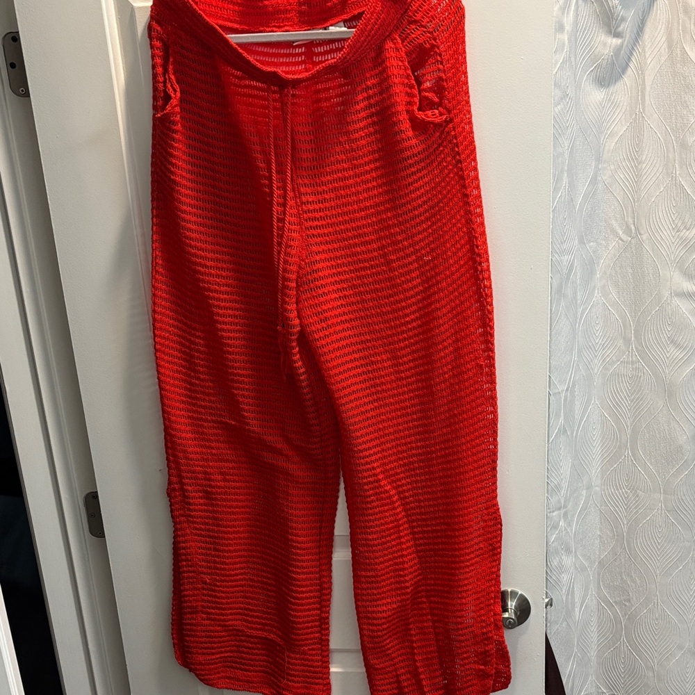 Haute Hippie Red Wide Leg Pants - beach cover up
